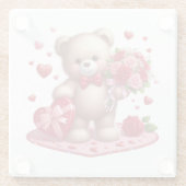 Niedlicher Valentinstag Teddybär Glasuntersetzer (Rückseite)