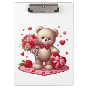 Niedlicher Valentinstag Teddybär Klemmbrett