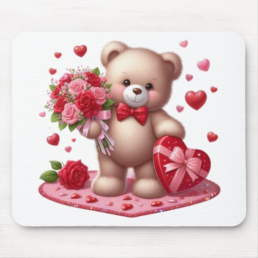 Niedlicher Valentinstag Teddybär Mousepad (Vorne)