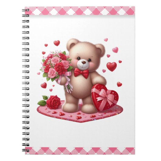 Niedlicher Valentinstag Teddybär Notizblock (Vorderseite)