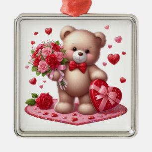 Niedlicher Valentinstag Teddybär Ornament Aus Metall