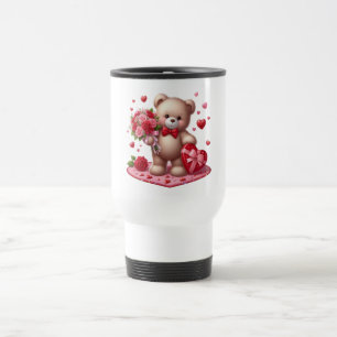 Niedlicher Valentinstag Teddybär Reisebecher