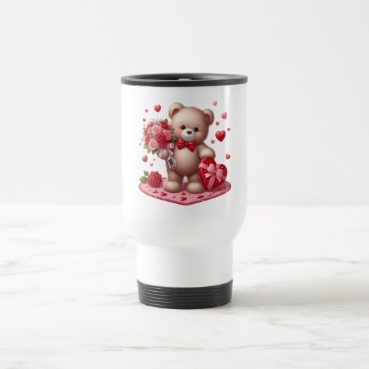 Niedlicher Valentinstag Teddybär Reisebecher (Mittel)