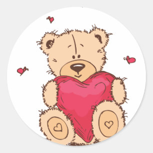 Niedlicher Valentinstag Teddybär Runder Aufkleber
