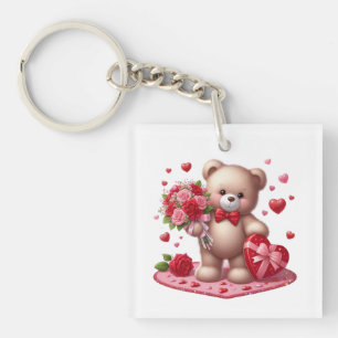 Niedlicher Valentinstag Teddybär Schlüsselanhänger