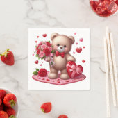Niedlicher Valentinstag Teddybär Serviette (Beispiel)