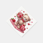 Niedlicher Valentinstag Teddybär Serviette (Ecke)