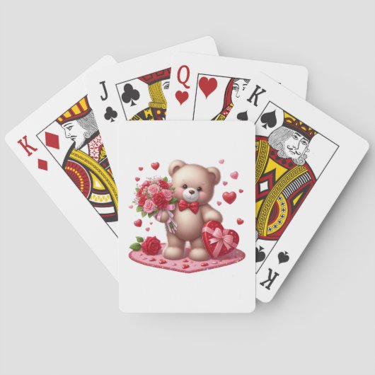 Niedlicher Valentinstag Teddybär Spielkarten (Rückseite)