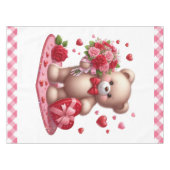 Niedlicher Valentinstag Teddybär Tischdecke (Vorderseite (Horizontal))