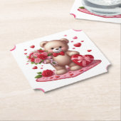 Niedlicher Valentinstag Teddybär Untersetzer (angewinkelt)