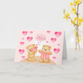 Niedlicher Valentinstag Teddybären mit Herz Postc Karte (Gelbe Blume)
