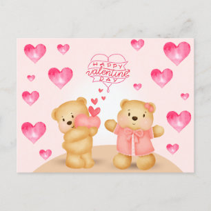 Niedlicher Valentinstag Teddybären mit Herz Postkarte