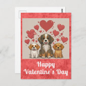 Niedlicher Valentinstag Wasserfarbe Welpenherz Postkarte (Vorne/Hinten)