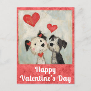 Niedlicher Valentinstag Wasserfarbe Welpenherz Postkarte