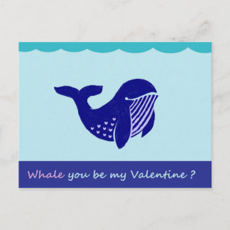 Niedlicher Valentinstag Whale Funny Postcard Feiertagspostkarte