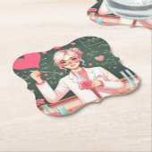 Niedlicher Valentinstag-Wissenschaftler Untersetzer (angewinkelt)