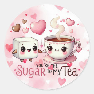 Niedlicher Valentinstag Zucker zu meinem Tea Funny Runder Aufkleber