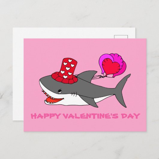 Niedlicher Valentintagshai Postkarte (Vorne/Hinten)