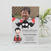 Niedlicher VampirGeburtstag mit Foto Einladung (Stehend Vorderseite)