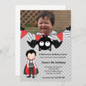 Niedlicher VampirGeburtstag mit Foto Einladung (Vorne/Hinten)