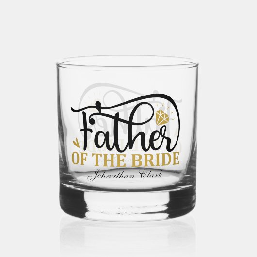 Niedlicher Vater der Braut fügen Namen Hochzeit hi Whiskyglas (Vorderseite)