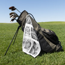 Niedlicher Vatertag Foto Collage Golf Handtuch