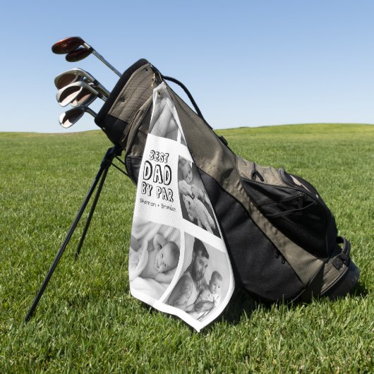 Niedlicher Vatertag Foto Collage Golf Handtuch (Gras)