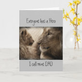 Niedlicher Vatertag, Vater mein Held, Löwenfamilie Karte (Gelbe Blume)