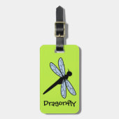 Niedlicher Vector Dragonfly (Grüner Hintergrund) Gepäckanhänger (Vorderseite vertikal)