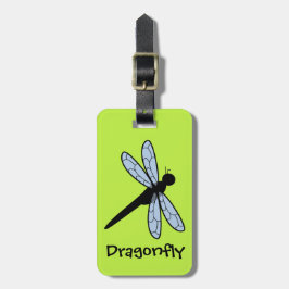 Niedlicher Vector Dragonfly (Grüner Hintergrund) Gepäckanhänger