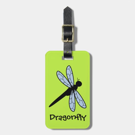 Niedlicher Vector Dragonfly (Grüner Hintergrund) Gepäckanhänger (Vorderseite vertikal)