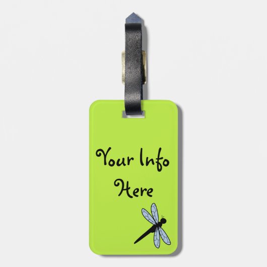 Niedlicher Vector Dragonfly (Grüner Hintergrund) Gepäckanhänger (Rückseite vertikal)