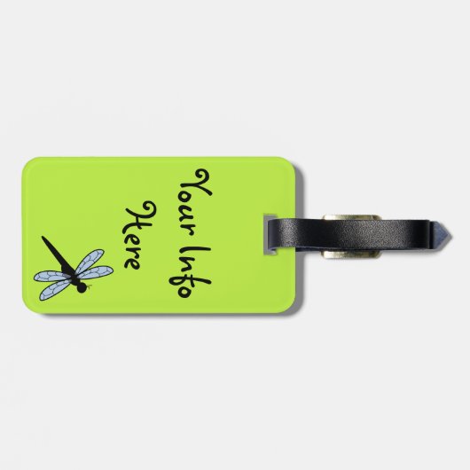 Niedlicher Vector Dragonfly (Grüner Hintergrund) Gepäckanhänger (Rückseite horizontal)