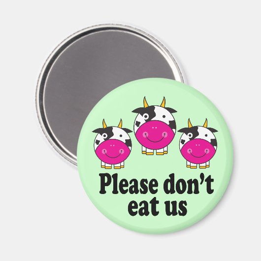 Niedlicher Veganer Kuhmagnet Magnet (Vorderseite/Rückseite)