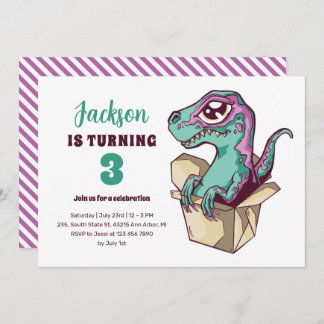 Niedlicher Velociraptor in Box Kinder Dinosaurier  Einladung