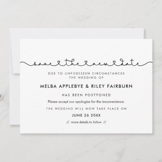 Niedlicher verbindender Schriftart Rette die neue  Einladung (Vorderseite)