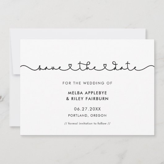 Niedlicher verbindender Schriftart Save The Date (Vorderseite)