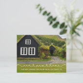 Niedlicher verbindender Schriftart Unsere neue Zuh Postkarte (Stehend Vorderseite)