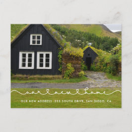 Niedlicher verbindender Schriftart Unsere neue Zuh Postkarte