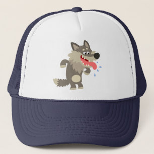 Niedlicher verhungerter Cartoon-Wolf-Hut Truckerkappe