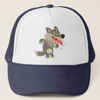 Niedlicher verhungerter Cartoon-Wolf-Hut Truckerkappe