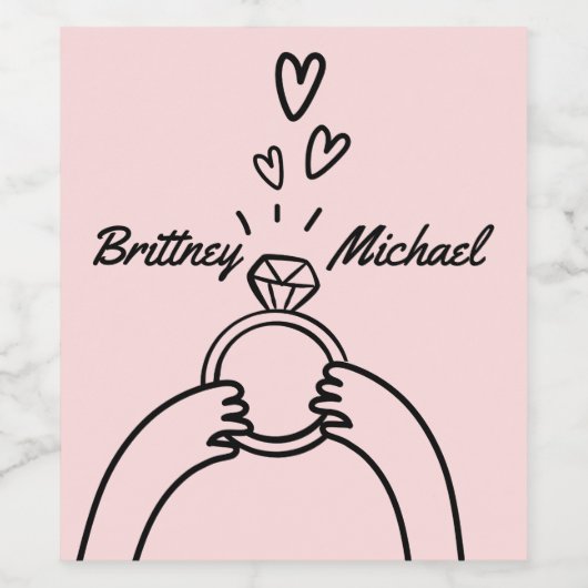 Niedlicher Verlobung Weinetikett (Einzelnes Label)