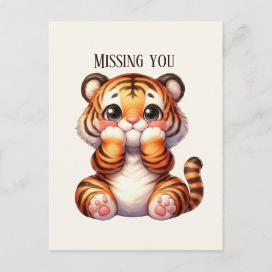 Niedlicher Vermisster Tiger Postkarte (Vorderseite)