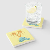 Niedlicher, verrückter, blauer Elefant, der unter Steinuntersetzer (Seitenansicht)