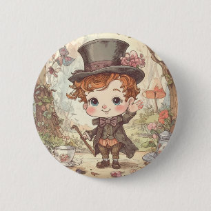 Niedlicher Verrückter Hatter Whimsical Wunderland  Button