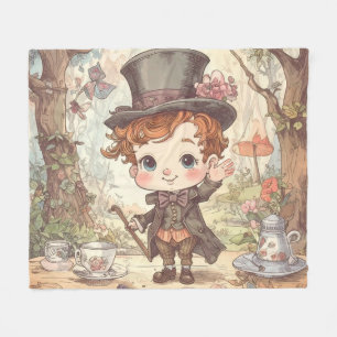 Niedlicher Verrückter Hatter Whimsical Wunderland  Fleecedecke