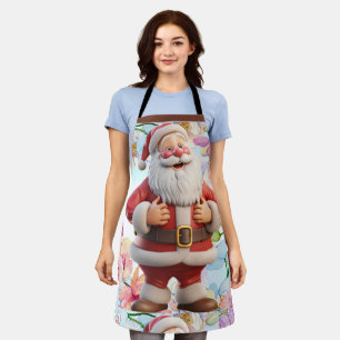 Niedlicher verrückter Weihnachtsmann mit Blumen Schürze