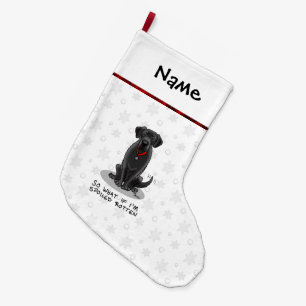 Niedlicher verschmutzter Rottenschwarzhund Großer Weihnachtsstrumpf