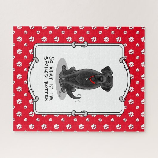 Niedlicher verschmutzter Rottenschwarzhund Puzzle (Horizontal)