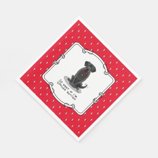 Niedlicher verschmutzter Rottenschwarzhund Serviette (Ecke)